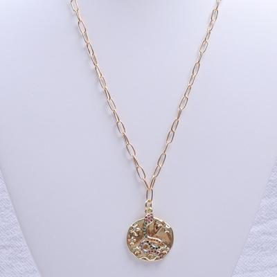 China 2022 New Women's Trendy Trendy Charming Luxury Necklace With Copper Pendant 18k Gold Plated Chain Necklace for sale