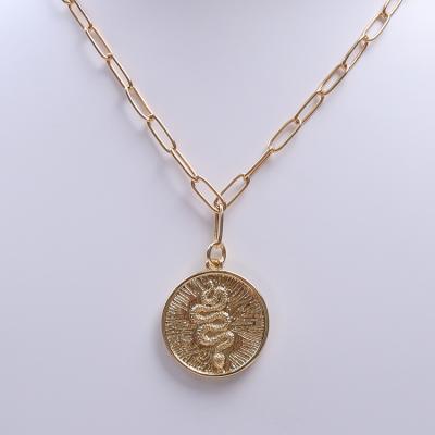 China New TRENDY Brass Snake Pendant Necklace Animal Copper Pendant 18k Gold Plated With Chain Necklace Fashion Jewelry For Women for sale