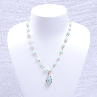 China New Natural Stone Amazonite Healing Women's Chain Necklace Customized Pendant Fine Jewelry TRENDY Pearl Fashion for sale