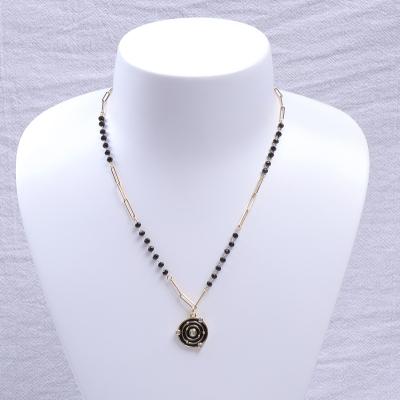 China Jewelry TRENDY Thin Necklace Fashion Glass Chain and Popular Women Zircon Mom Pendant Necklace for sale