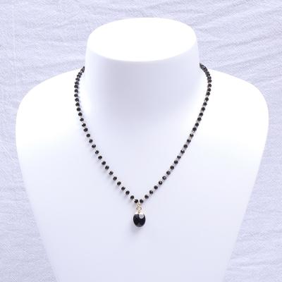 China 2022 Fashion TRENDY Jewelry Customs Natural Black Agate Beaded Chain Women Oval Shape Pendant Necklace for sale