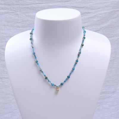 China FASHIONABLE Natural Faceted Blue Apatite Palm Stone Beads Single Stone Gemstone Pendant Necklace For Women for sale