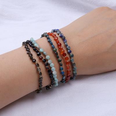 China FASHIONABLE Faceted Agate Amazonite Smoky Quartz Natural Stone Beads Gold Plated Bracelet Luxury Jewelry For Women for sale