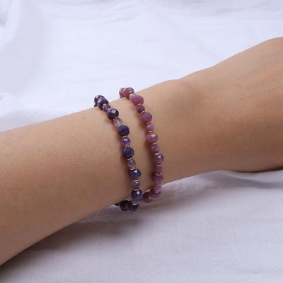 China FASHIONABLE Faceted Natural Stone Amethyst Opal Beads 6mm-8mm Glass Beads Gold Plated Bracelet Jewelry For Women for sale