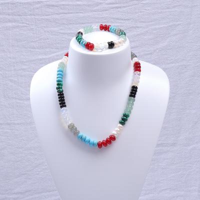 China TRENDY necklace sets freshwater pearl for women jewelry with natural agate, labradorite, turquoise necklace and stone bracelet for sale