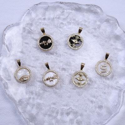 China New Enamel Copper Devil Eyes Stars Wind Copper Brass Pendant Charms For Jewelry Making Necklace Earring Accessories for sale