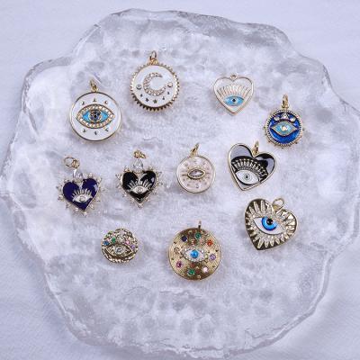 China Fashionable Enamel Devil Eyes Copper Brass Pendant Charms For Jewelry Making Necklace Earring Accessories for sale