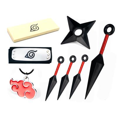 China Europe Ninja Cosplay Red Cloud Collar Kunai Headband Set 7 Pcs Props Toy Ninja Themed Plastic Costume for sale