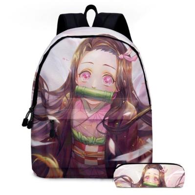 China The Other 16 Inch Nylon Backpack Bookbag Cute Casual Anime Demon Slayer Printing Schoolbag For Boys Girls for sale