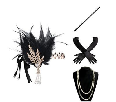 China Other Wholesale Flapper Accessories Gatsby Costume Accessories 1920s Set Flapper 20s Headband Pearl Necklace G Loves Cigarette Holder for sale