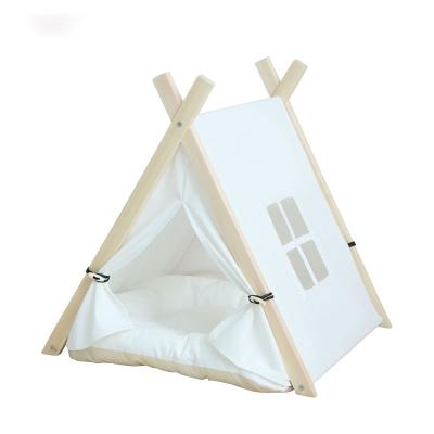 China Sustainable Wooden Cat Tent Indoor Outdoor Indoor Pet House Portable Pet Tent for sale