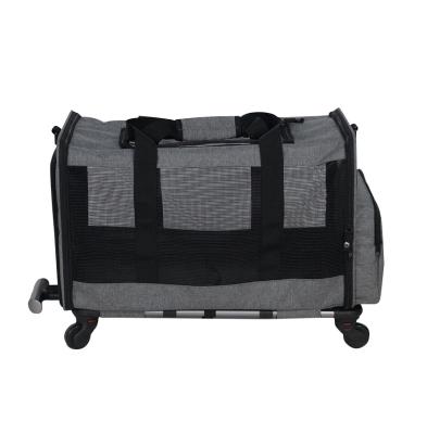 China Stored Portable Breathable Cat And Dog Pet Trolley Crate Pet Suitcase for sale