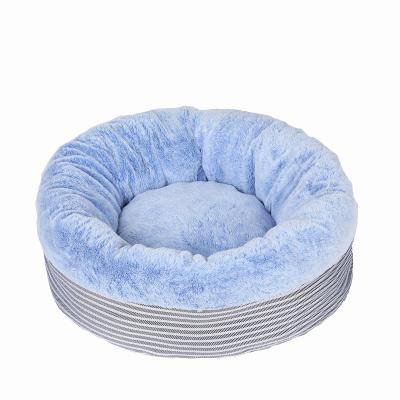 China Manufacturer Wholesale Soft Luxury Donut Plush Dog Pet Cat Round Stocked Bed for sale