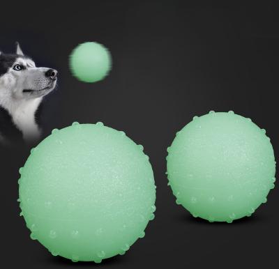 China Durable Eco-Friendly TPR Material High Elasticity Pet Chew Toys Dog Bite Luminous Ball Glowing Pet Ball for sale