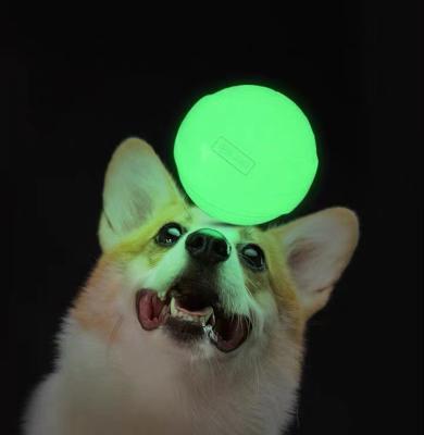 China Viable Border Light Dog Bite Ball LED Spot High Elasticity Dog Chew Toy Bouncy Ball for sale