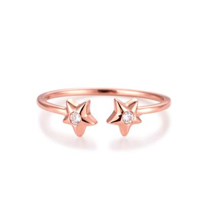 China CUSTOM Fantasy Jewelry 2022 Women Single Finger Adjustable Ring 10k 14k 18k Gold Plated Moissanite Star Tasty Wedding Rings for sale