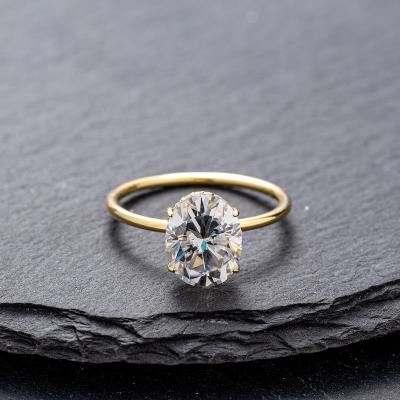 China CUSTOM MADE Romantic Sensitive Ring 9k Gold Moissanite Diamond Anniversary Oval Trendy Ring For Women for sale