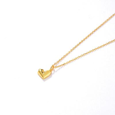 China TRENDY Mini Heart Pendant Chain Silver 925 Gold Plated Necklace 18k Women For Valentines Day Gift for sale