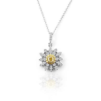 China FASHIONABLE light luxury 14k gold sun flower necklace vvs moissanite pendants twinkling pendant necklace for sale