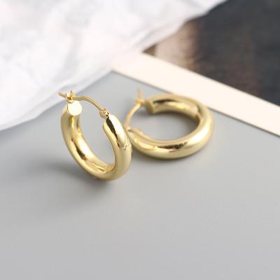 China TRENDY Hot Sale Fashion I Yellow Gold White Gold Color Sterling Silver Jewelry Metal 925 Hoop Earrings Women Hoop Earrings for sale