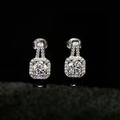 China New Trendy bling bling round cut diamond earrings studs sliver 925 sterling earrings moissanite for ladies for sale