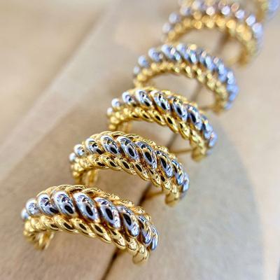 China Fashion TRENDY Wholesale Jewelry Gold Silver Color Braided Hoop Earrings Women Gold Stud Earrings 18k Gold for sale