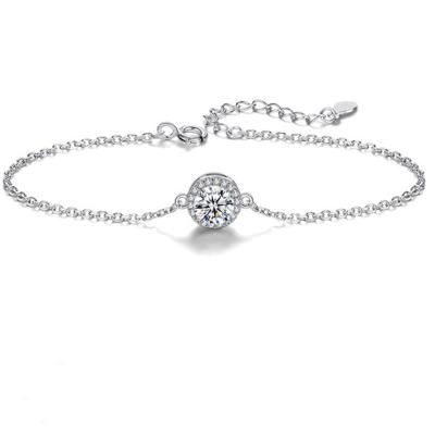 China Women CLASSIC Hot Luxury Jewelry Classic Design Round 1Carat 925 Sterling Silver Moissanite Diamond Adjustable Bracelet for sale