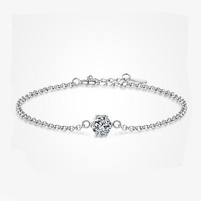 China CLASSIC hot snowflake design six-claw 1ct silver moissanite 925 diamond adjustable bracelet for female for sale