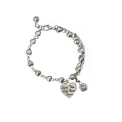 China 2022 CLASSIC Fashion Link Chain Heart Charm Bracelet 925 Silver For Women Wholesale Jewelry for sale