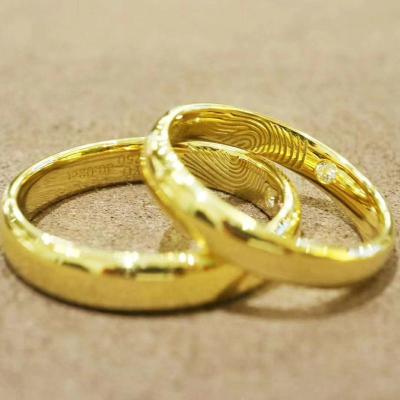 China CUSTOM Popular Diamond Rings 18k Gold Couple Engagement Ring Wedding Set with Free Resize Lettering Service for sale