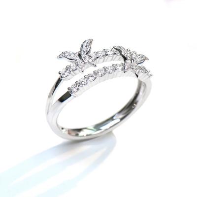 China New Design CLASSIC Unique High Carbon Butterfly Diamond 925 Sterling Silver Jewelry Rings Women for sale