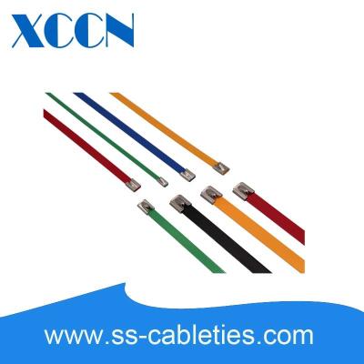 China 7.9*0.25*900mm Pvc Coated Ss Cable Ties , Plastic Tie Wraps Colorized Professional for sale