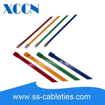 China 10x0.25x550mm Black Plastic Coated Stainless Steel Cable Ties High Safety for sale