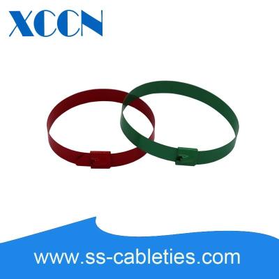 China Fully Coated Ball Lock Cable Ties , Metal Cable Ties Screwfix Straps Metal Accessories for sale