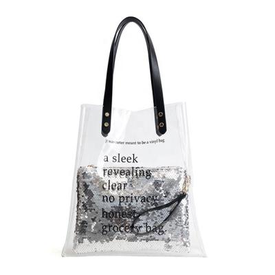 China Hot Fashion Multifunctional ISO LVMH BSCI Certificate Custom Girl Luxury Clear PVC Shopping Bag And Reusable Shopping Bag for sale