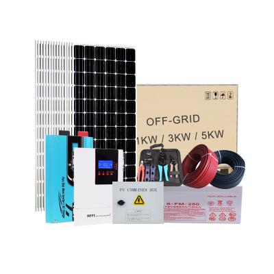 China Home Complete solar mounting system roof 1kw 3kw 5kw off grid solar power system for houses for sale