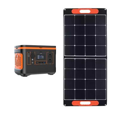 China Outdoor 600W Waterproof Portable Power Station wholesale with 100W Sunpower ETFE Solar Panel for Outdoor for sale