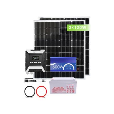 China Home Waterproof solar power system with batteries 240W mono solar panel with MPPT controller + inverter for Home for sale