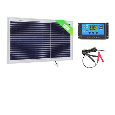 China Home Good Price mini solar supplier 10W 12V Poly Panel with 10A  PWM Solar Charge Controller for Africa India for sale