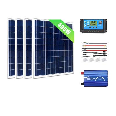 China Home 400W outdoor power system Poly Solar Panel with 60A PWM Solar Charge Controller + 600W Inverter for sale