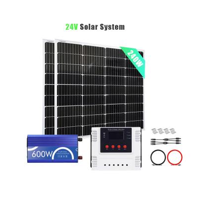 China Home Pure sine wave Outdoor Power System company 240W 24V Half Cut Mono Panel with 30A  PWM wifi Solar Controller + Inverter for RV for sale