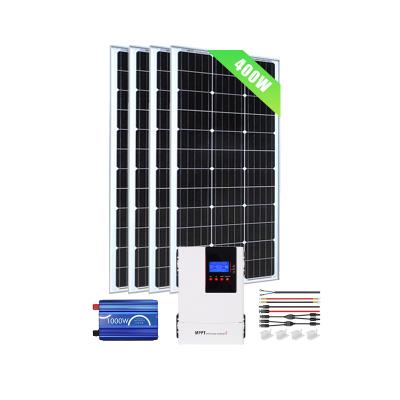 China Home MPPT wifi Solar Kit supplier 400W 12V Mono Panel with 60A  Solar Charge Controller + inverter for RV Boat for sale