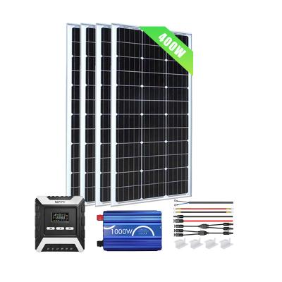 China Home High-Efficiency MPPT Solar Kit wholesale 400W 12V Mono Panel with 60A  Solar Charge Controller + inverter for outdoor roof for sale