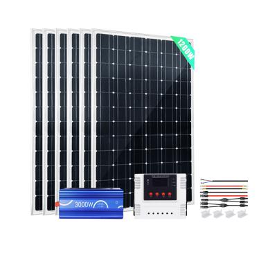 China Home Small Customized Solar Panel System company 1200W 24V Mono Panel with 60A Wi-Fi PWM Solar Charge Controller + Inverter for Home for sale