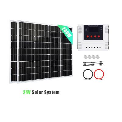 China Home DIY Outdoor Power System wholesale 240W 24V Half Cut Mono Panel with 30A  PWM wifi Solar Charge Controller for RV for sale