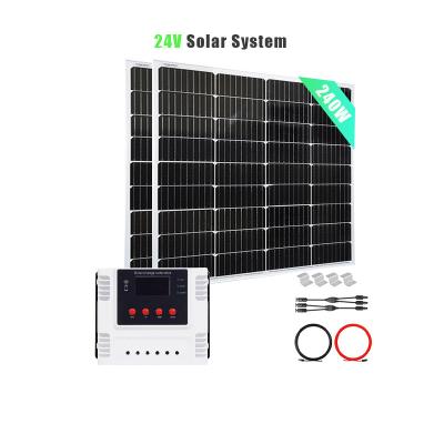 China Home Factory Price Solar Panel System manufacturer 240W 24V Half Cut Mono Panel with 30A  PWM wifi Solar Controller for carport shed for sale