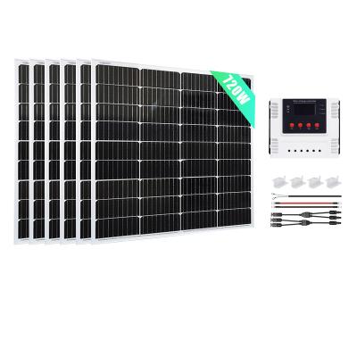 China Home Customized Solar Generator wholesale 720W 24V Half Cut Mono Panel with 60A  PWM wifi Solar Charge Controller for Boat BV outdoor for sale