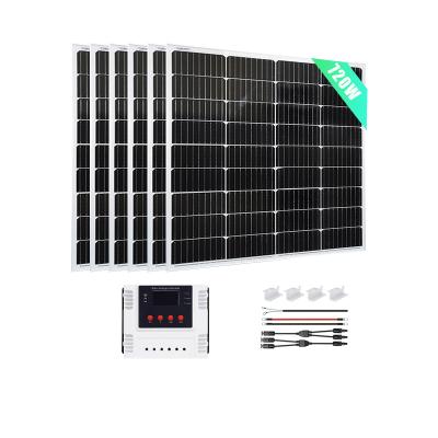 China Home Pure sine wave Solar Kit supplier 720W 24V Half Cut Mono Panel with 60A  PWM wifi Solar Charge Controller for House for sale