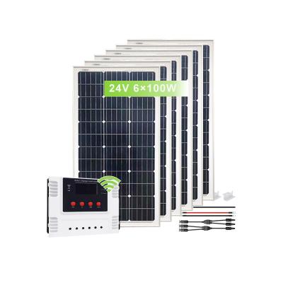 China Home Design solar power system  producer 600W mono solar panel with PWM wifi controller for Home for sale