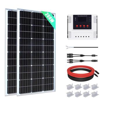 China Home 200W 12V outdoor power system Mono Solar Panel with 30A Wi-Fi PWM Solar Charge Controller for sale